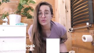 Girl has diarrhea and farts in toilet