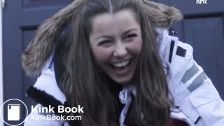 Graduate defecating on door mat - scene