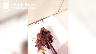 Chinese girl plays with her shit with chopsticks