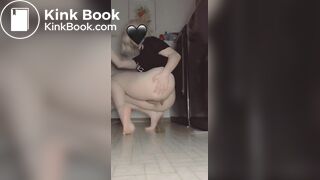 Woman takes a shit on the floor