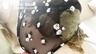 Huge bulge in thin black panties