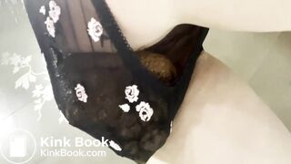 Huge bulge in thin black panties