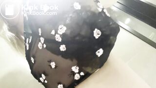 Huge bulge in thin black panties