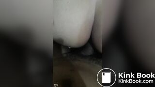 Latina is covering his dick in shit.