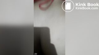 Latina is covering his dick in shit.