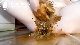 Shit on her pussy - very dirty