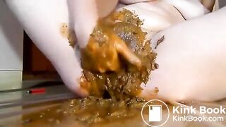 Shit on her pussy - very dirty