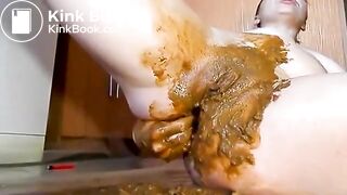 Shit on her pussy - very dirty