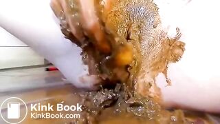 Shit on her pussy - very dirty