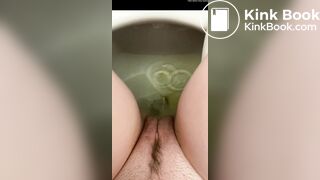 Girl take a long shit on a public bathroom