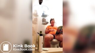 Pooping With Her Feet Up