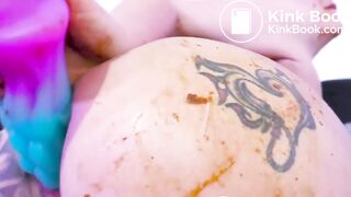 Dirty assfucking with dildo with girl on girl licking