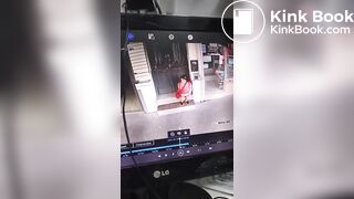 Girl shit in front of a Store