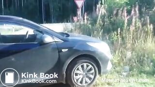 SHIT FACED ON THE SIDE OF THE ROAD