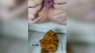 Chinese girl spread asshole scat