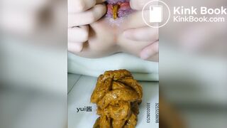 Chinese girl spread asshole scat