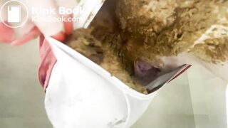 Sexy poop in red dress and satin panties