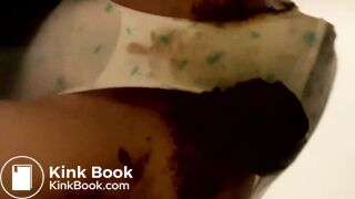 Big poop in white panties under green skirt