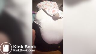 Black girl pushes out a nice mess in diaper