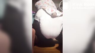 Black girl pushes out a nice mess in diaper