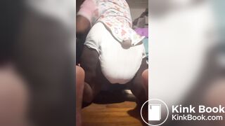 Black girl pushes out a nice mess in diaper