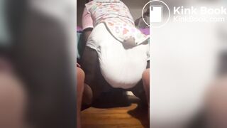 Black girl pushes out a nice mess in diaper