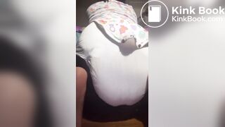 Black girl pushes out a nice mess in diaper
