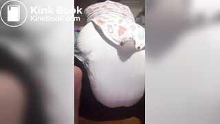 Black girl pushes out a nice mess in diaper