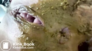 Big shit in thin pink lingerie