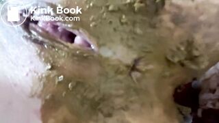 Big shit in thin pink lingerie