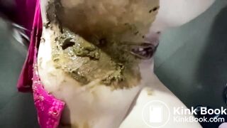 Big shit in thin pink lingerie