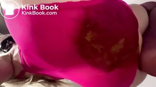 Big shit in thin pink lingerie