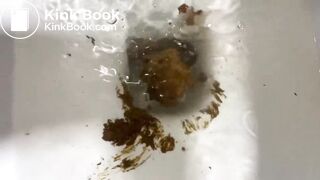 Big poop in tight spotted panties
