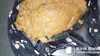 Huge poop in transparent black panties