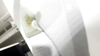 Huge load in white tights