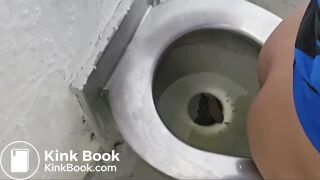 Girl poops and farts on public toilet - video 2