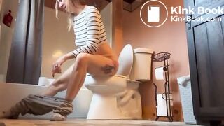 Bbw milf blows up toilet