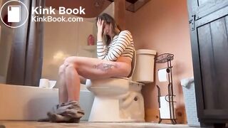 Bbw milf blows up toilet