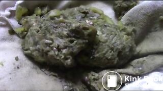 Green poop in white tights