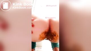 Gassy Chinese lady pooping in her pants