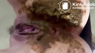 Big poop in bright red panties