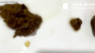 Big poop in bright red panties