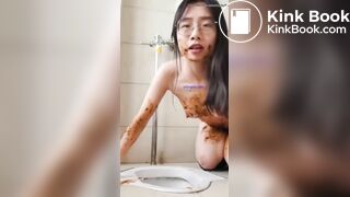 Asian Scat Play In Public Bathroom
