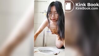 Asian Scat Play In Public Bathroom