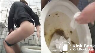 Girl diarrhea in public toilet two times