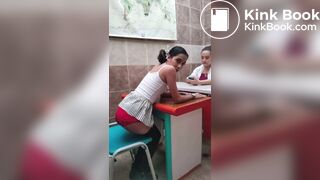 Pooped her panties infront of another woman