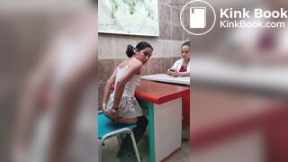 Pooped her panties infront of another woman