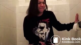 Pooping girl on toilet