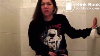 Pooping girl on toilet