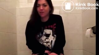 Pooping girl on toilet